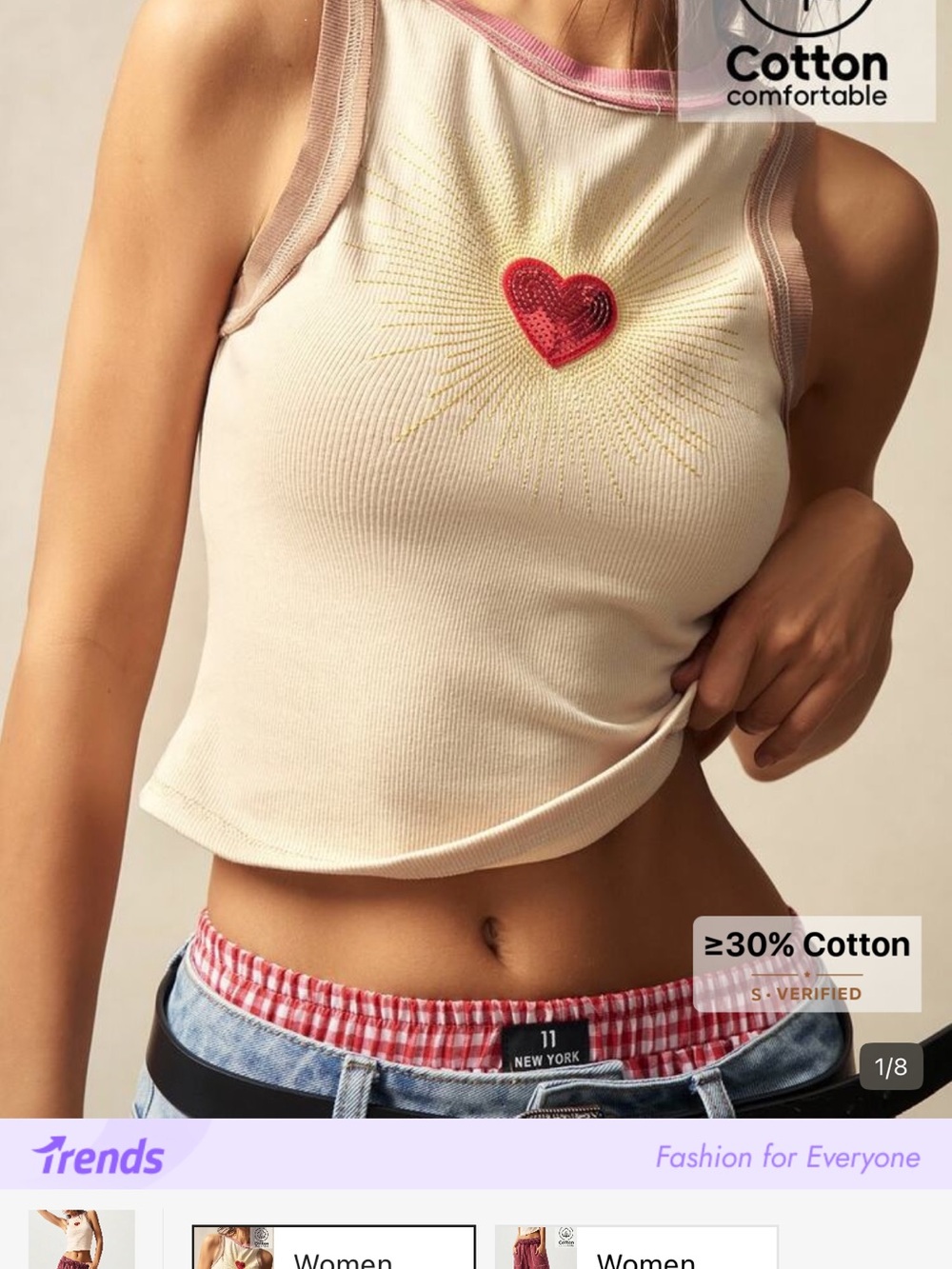 Crop tank top with embroidered heart ❤️
